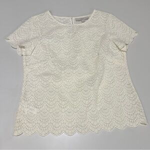 Loft Elegant Cream Lace Top size Small Petite